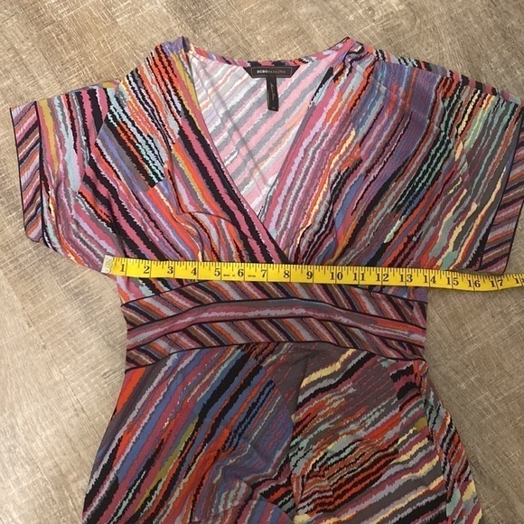 BCBG Max Y2K Bright Multi Color V neck Blouse | Size XS - Picture 8 of 9